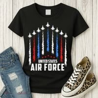 Air Force US Veterans 4th Of July American Flag Women's T-Shirt thumb 3