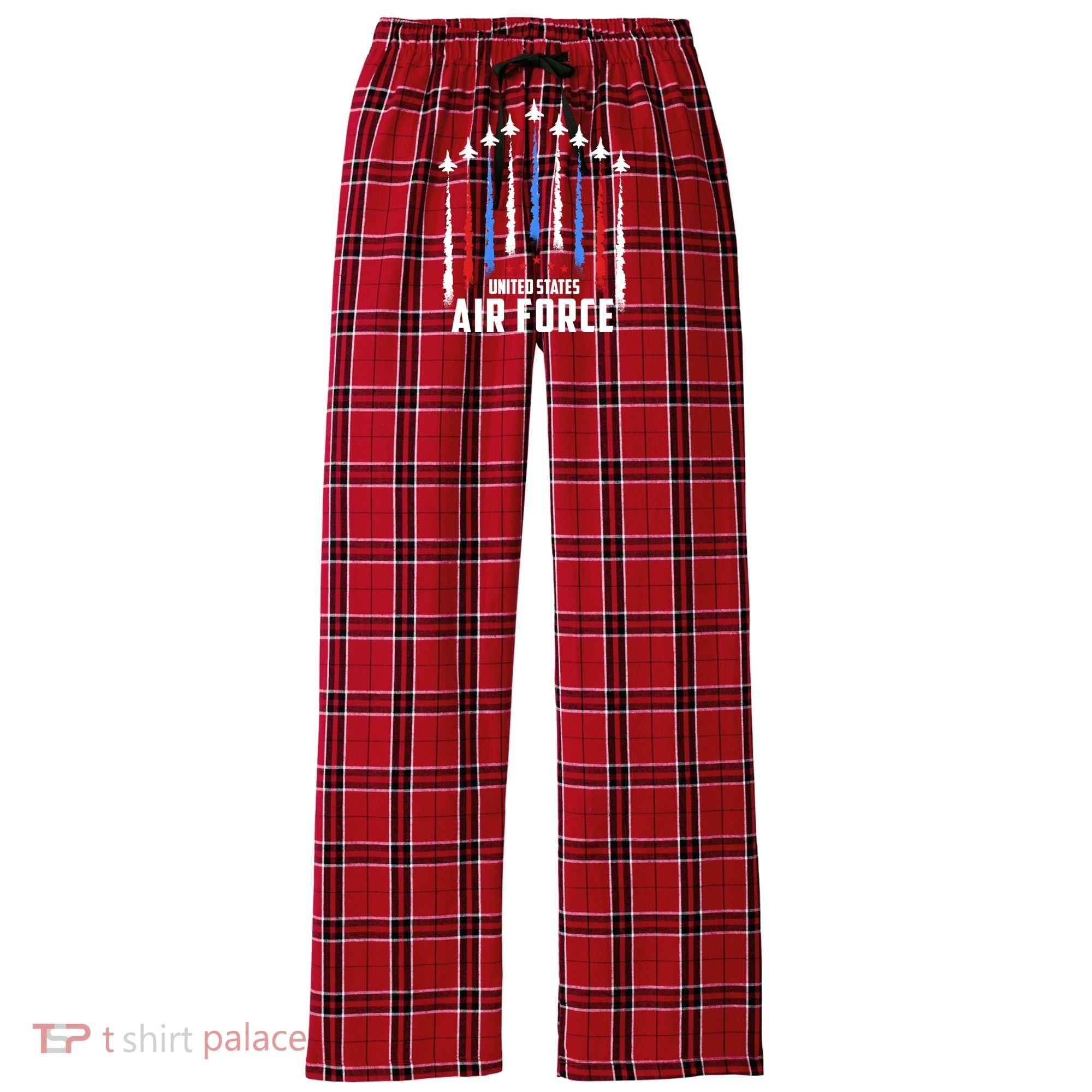 Air Force US Veterans 4th Of July American Flag Women's Flannel Plaid Pajama Pants