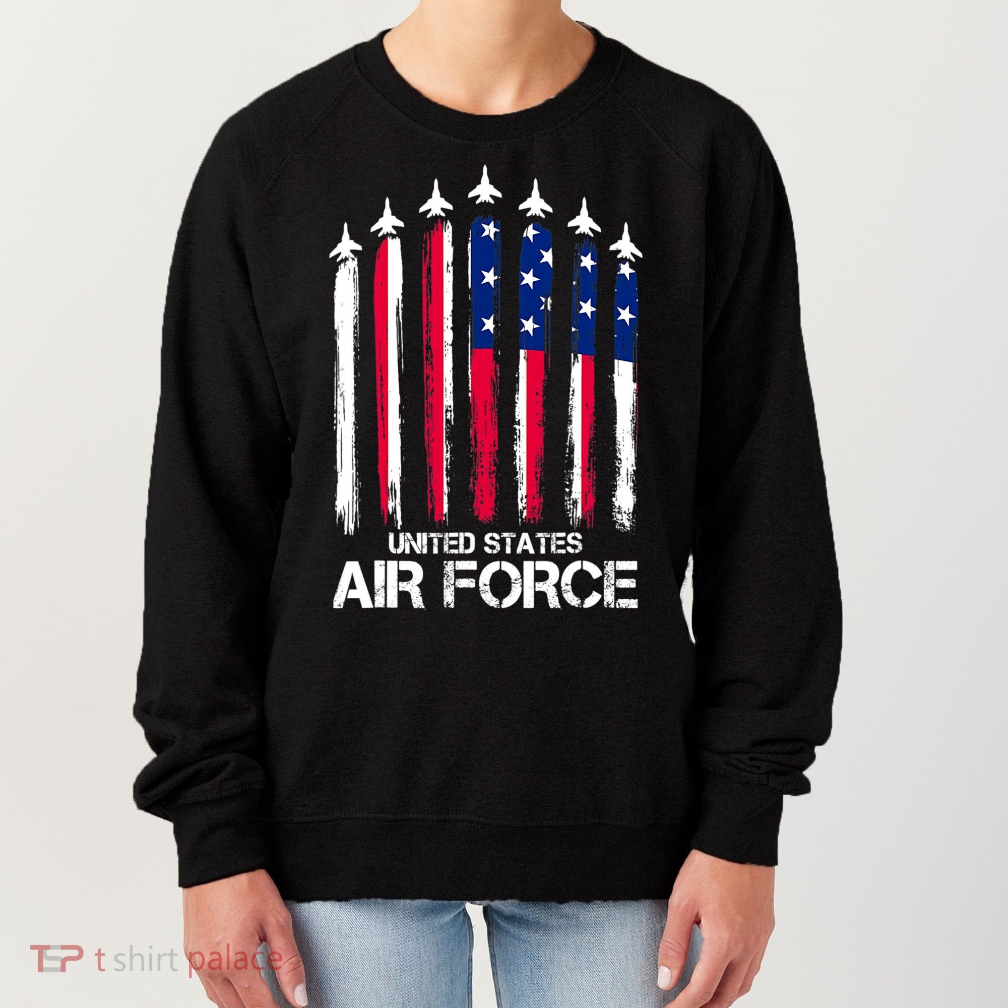 Air Force US Veterans 4th Of July American Flag Women's Sweatshirt