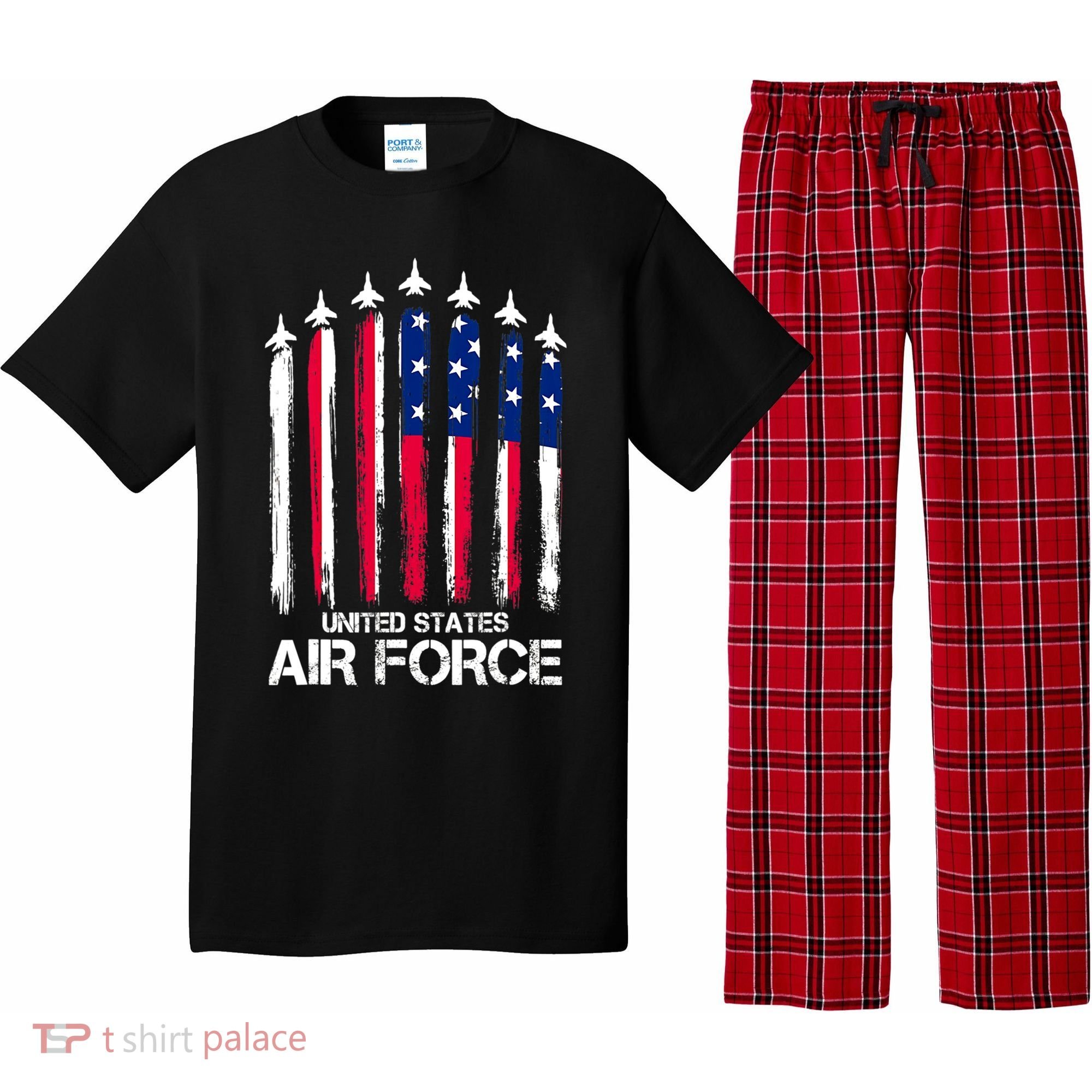 Air Force US Veterans 4th Of July American Flag Pajama Set