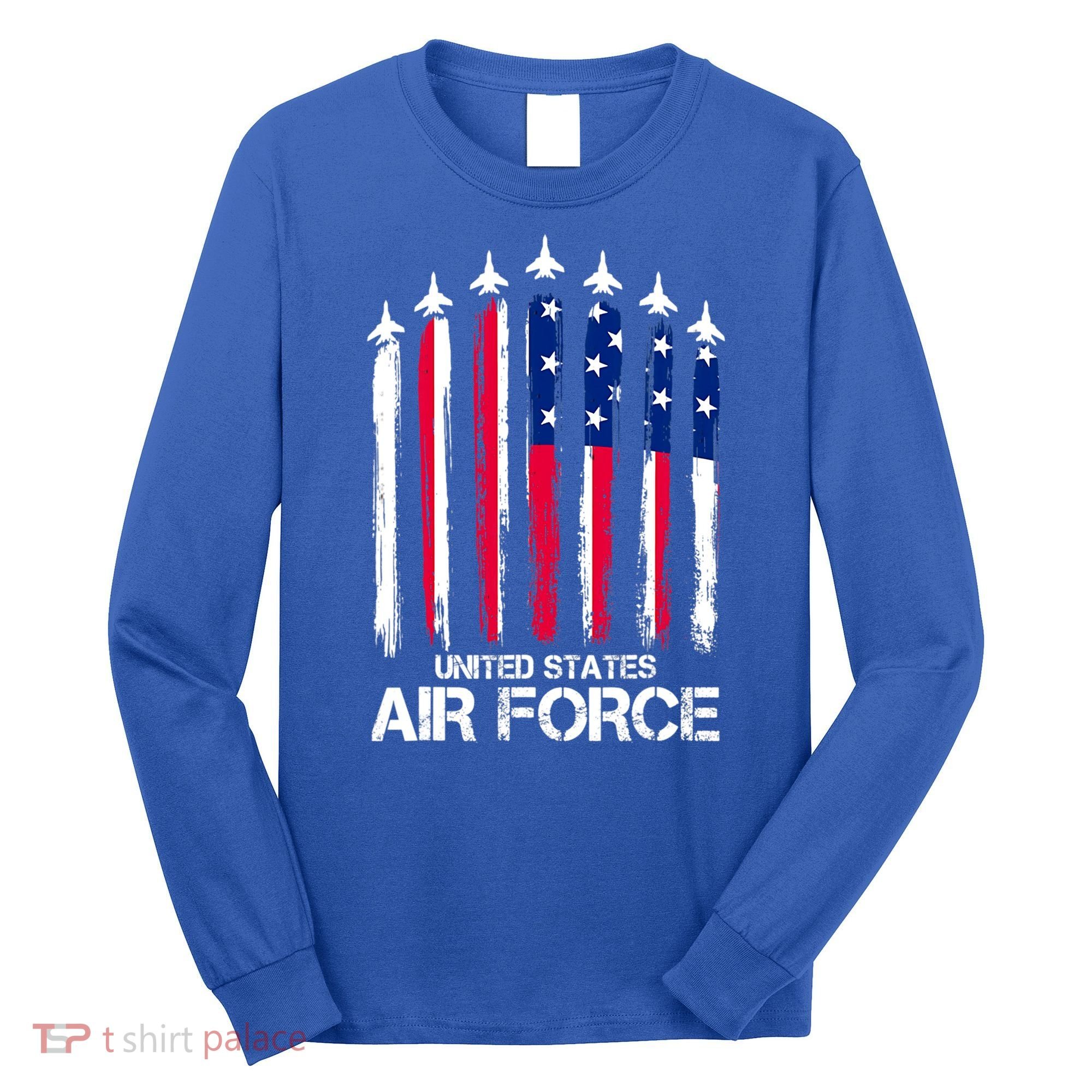 Air Force US Veterans 4th Of July American Flag Long Sleeve Shirt