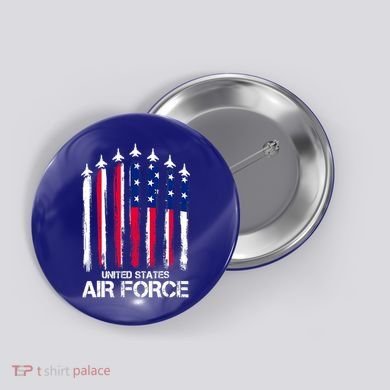 Air Force US Veterans 4th Of July American Flag Button