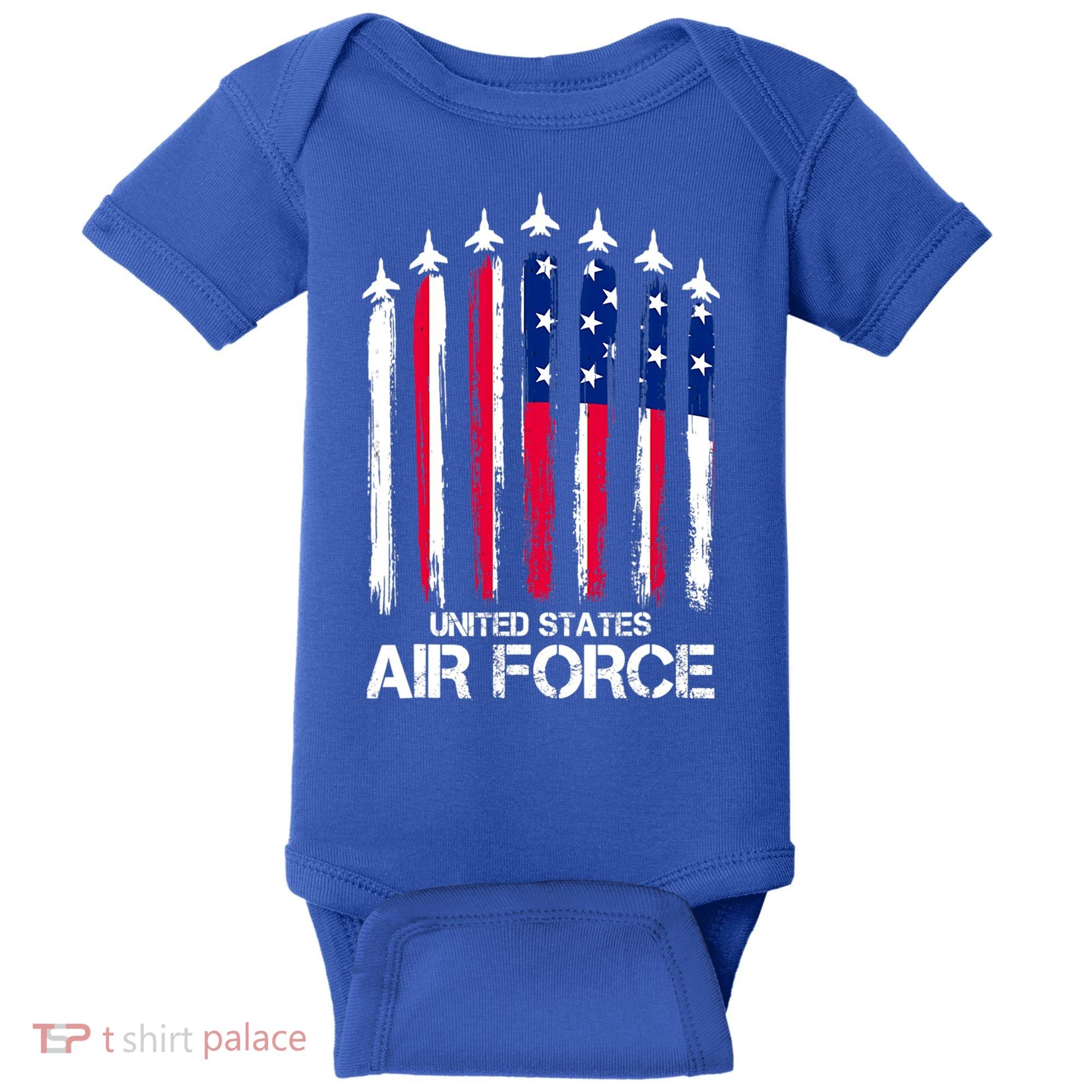 Air Force US Veterans 4th Of July American Flag Baby Bodysuit