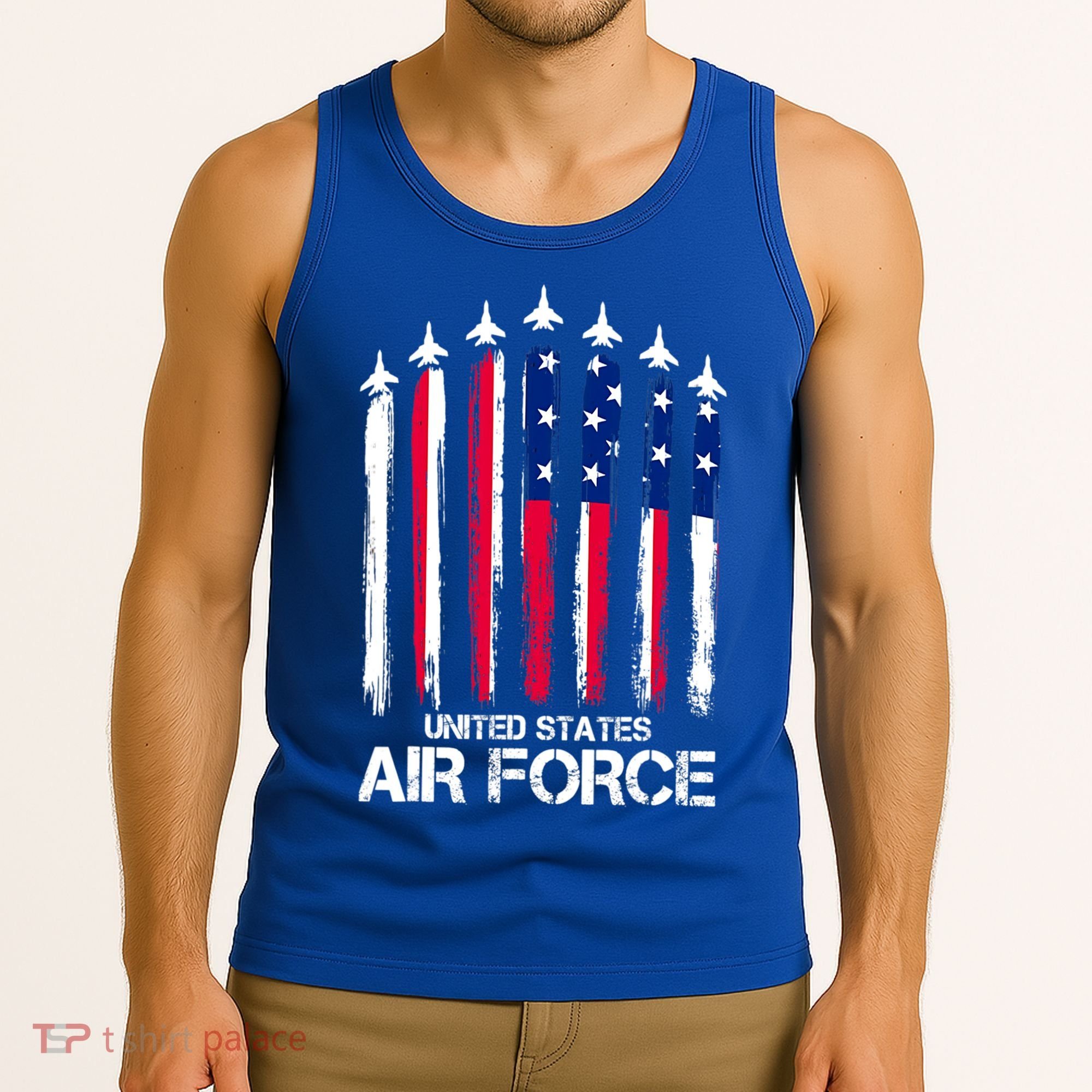 Air Force US Veterans 4th Of July American Flag Tank Top