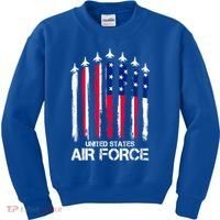 Air Force US Veterans 4th Of July American Flag Kids Sweatshirt thumb 0