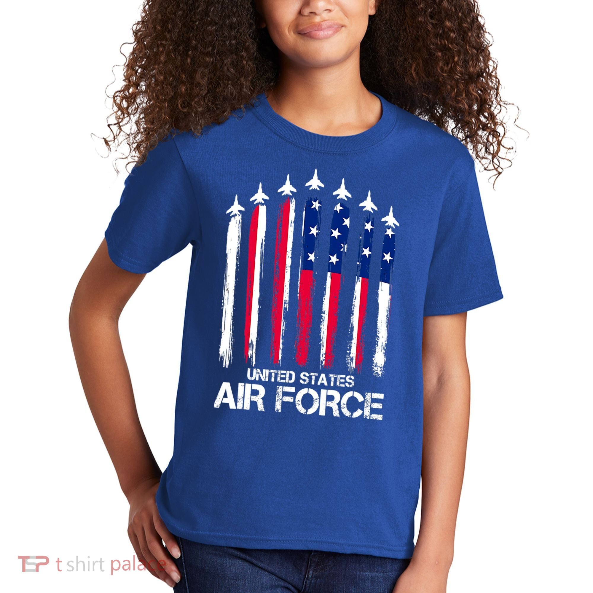 Air Force US Veterans 4th Of July American Flag Kids T-Shirt