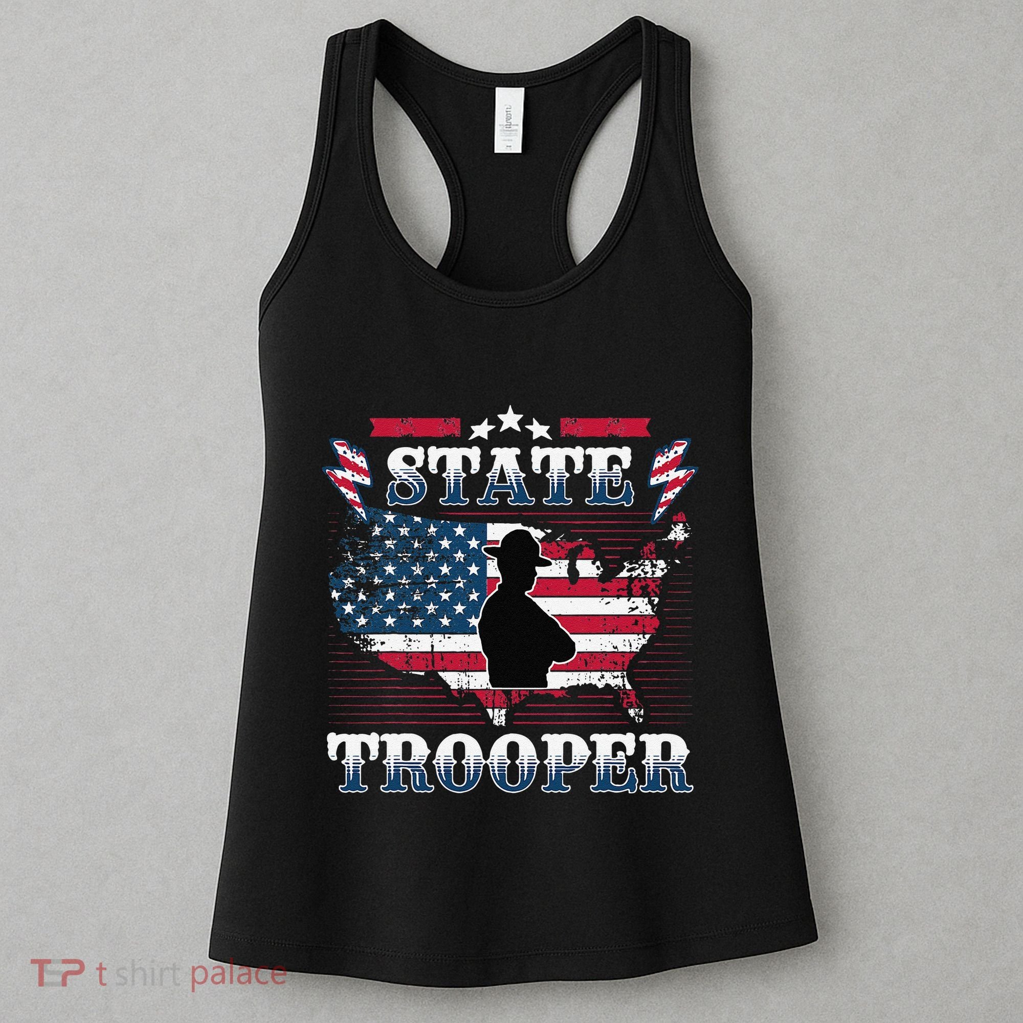 American Flag Usa Law Enforcement State Trooper Women's Tank Top