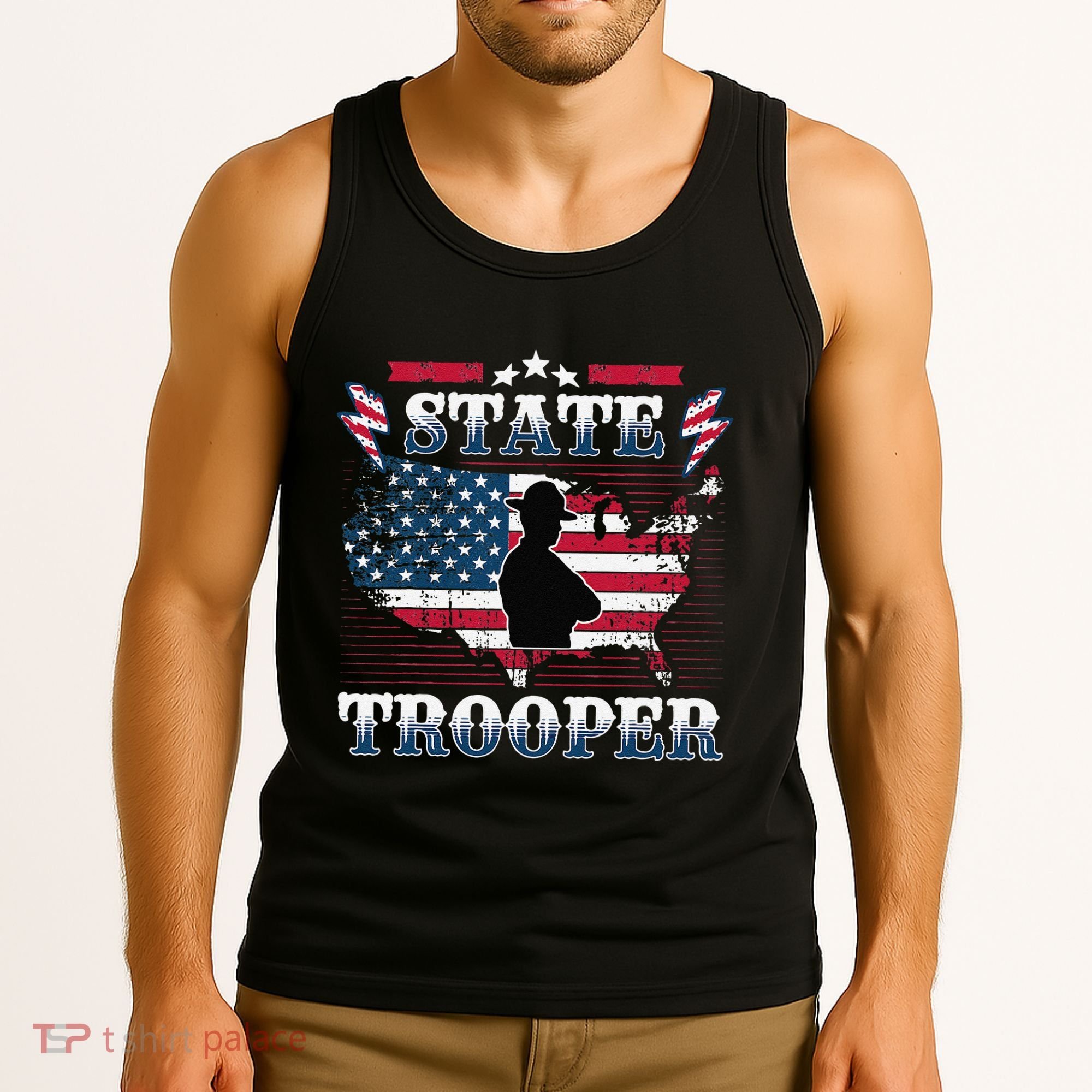 American Flag Usa Law Enforcement State Trooper Tank Top