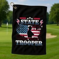 American Flag Usa Law Enforcement State Trooper Golf Towel thumb 1