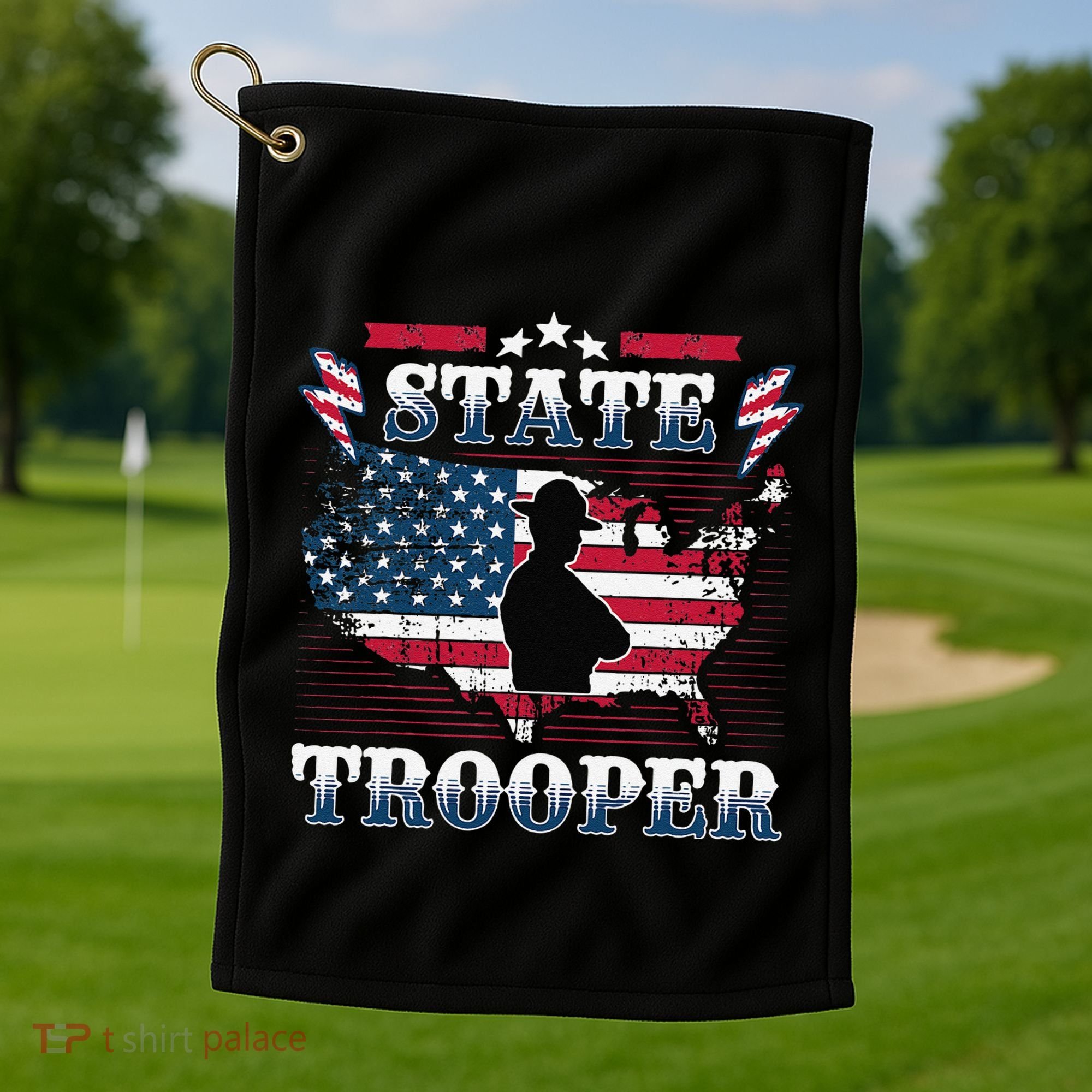American Flag Usa Law Enforcement State Trooper Golf Towel