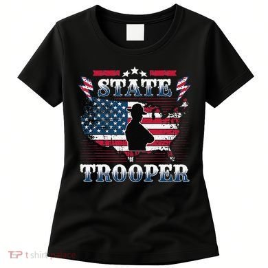 American Flag Usa Law Enforcement State Trooper Women's T-Shirt