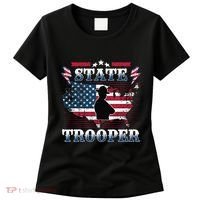 American Flag Usa Law Enforcement State Trooper Women's T-Shirt thumb 0