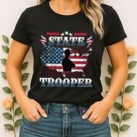 American Flag Usa Law Enforcement State Trooper Women's T-Shirt thumb 2