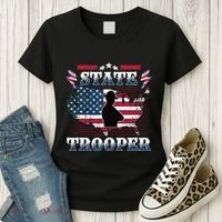 American Flag Usa Law Enforcement State Trooper Women's T-Shirt thumb 3