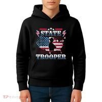 American Flag Usa Law Enforcement State Trooper Kids Hoodie thumb 4