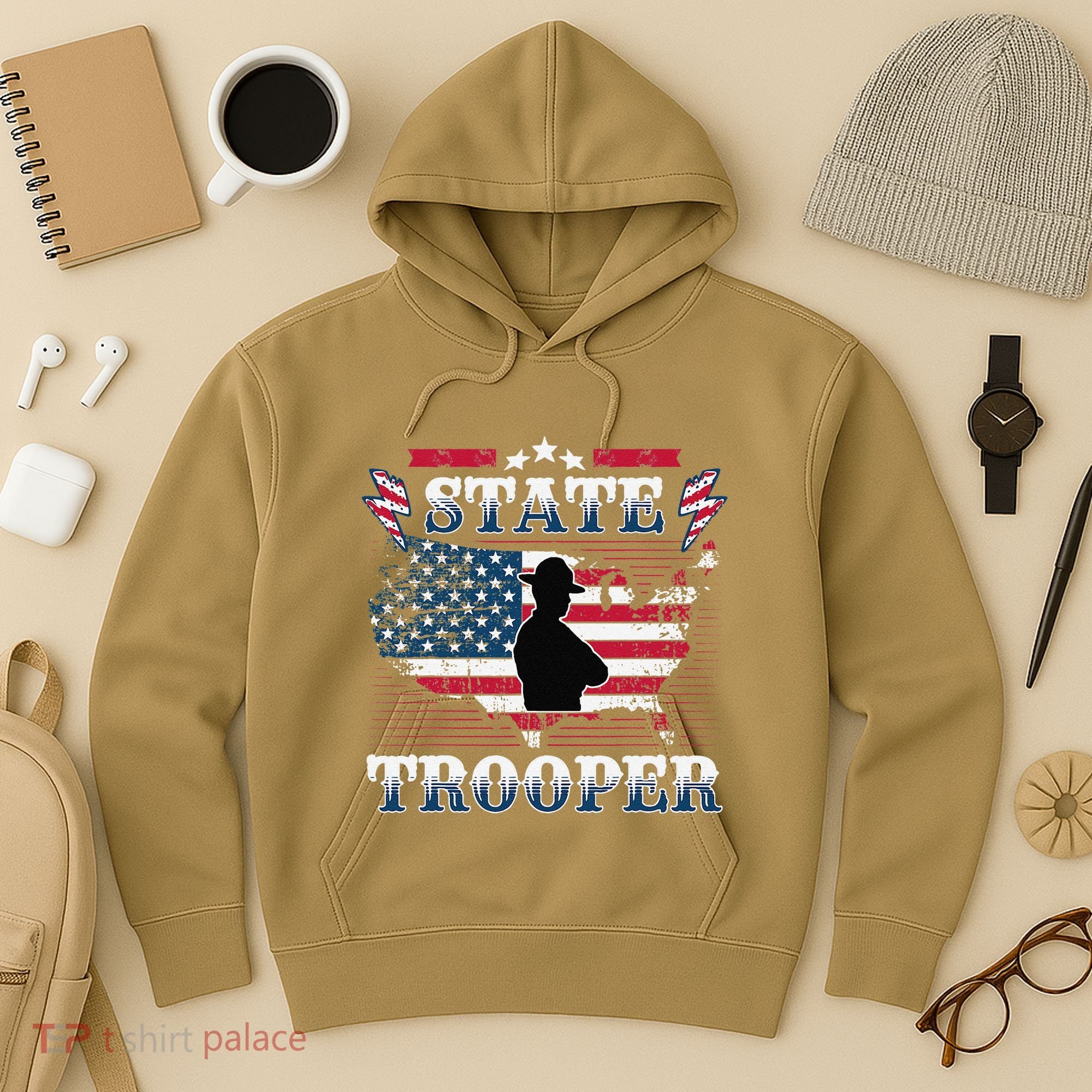 American Flag Usa Law Enforcement State Trooper Hoodie