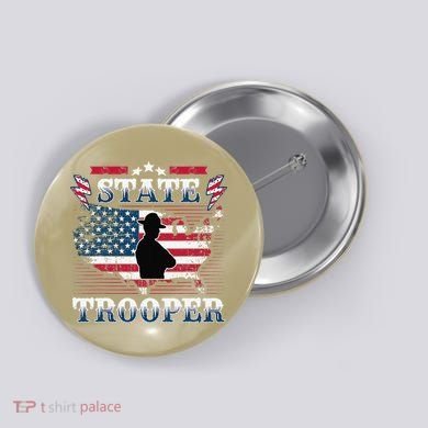 American Flag Usa Law Enforcement State Trooper Button