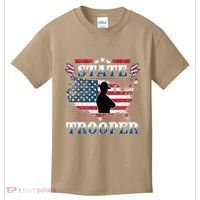 American Flag Usa Law Enforcement State Trooper Kids T-Shirt thumb 0