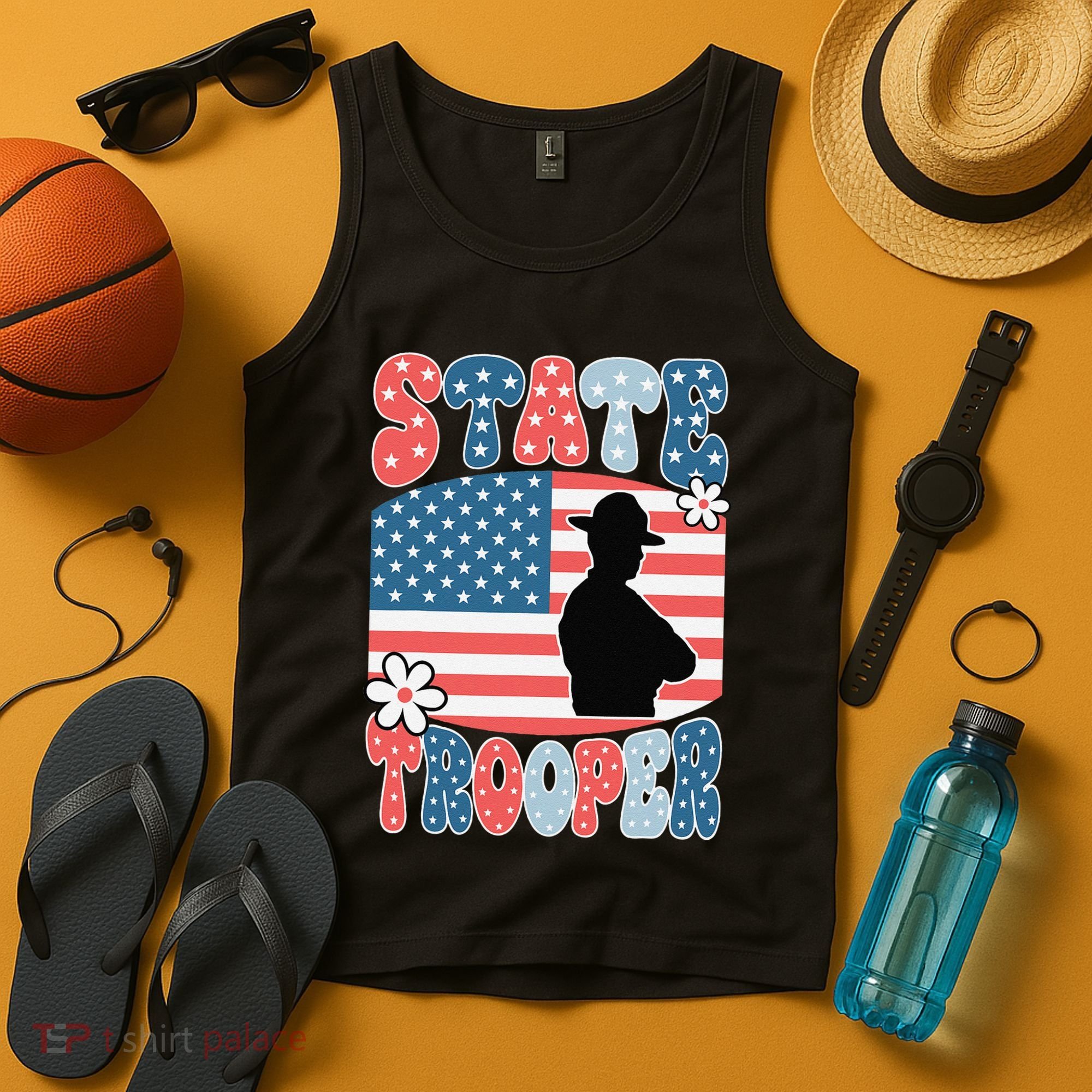 American Flag Usa Law Enforcement State Trooper Tank Top
