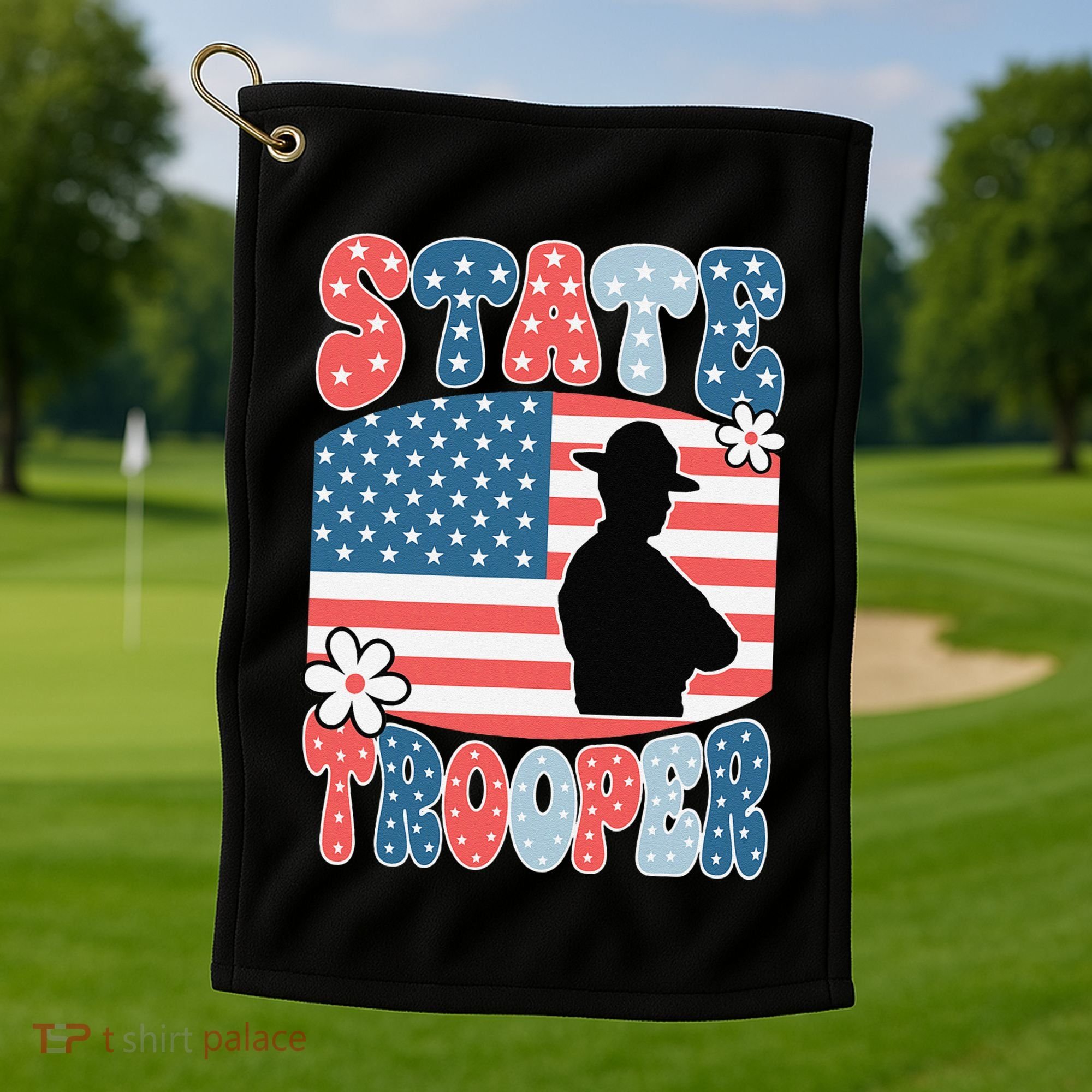 American Flag Usa Law Enforcement State Trooper Golf Towel