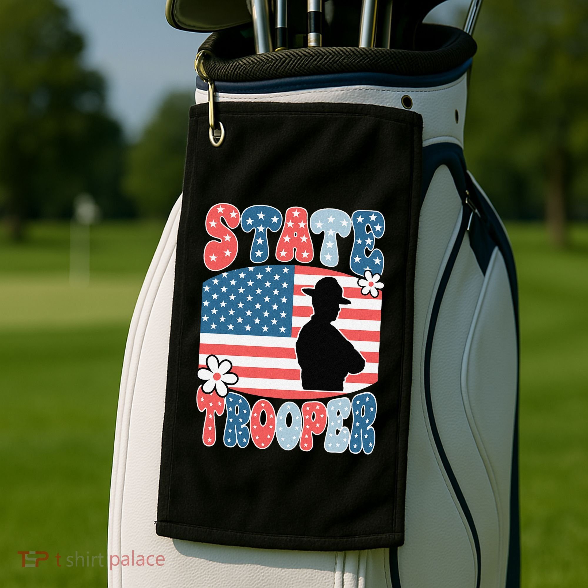American Flag Usa Law Enforcement State Trooper Golf Towel