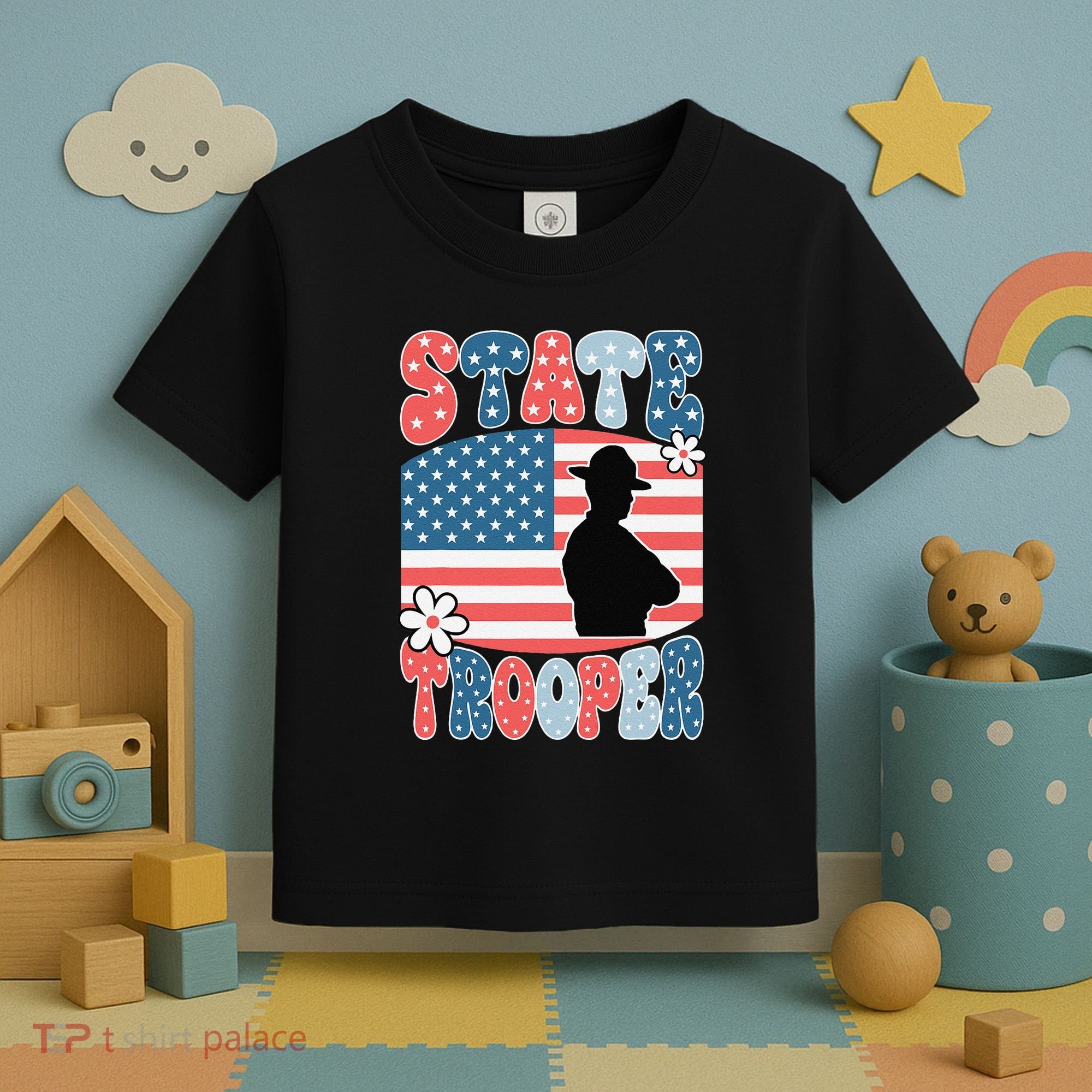 American Flag Usa Law Enforcement State Trooper Toddler T-Shirt