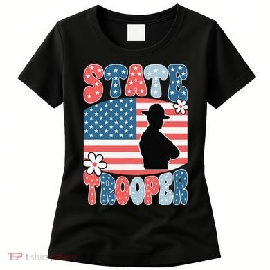 American Flag Usa Law Enforcement State Trooper Women's T-Shirt
