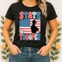 American Flag Usa Law Enforcement State Trooper Women's T-Shirt thumb 2