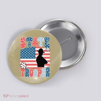 American Flag Usa Law Enforcement State Trooper Button