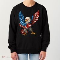 American Flag USA Dabbing Bald Eagle Patriotic 4th Of July Women's Sweatshirt thumb 0