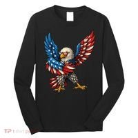 American Flag USA Dabbing Bald Eagle Patriotic 4th Of July Long Sleeve Shirt thumb 0