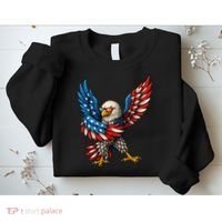 American Flag USA Dabbing Bald Eagle Patriotic 4th Of July Sweatshirt thumb 2