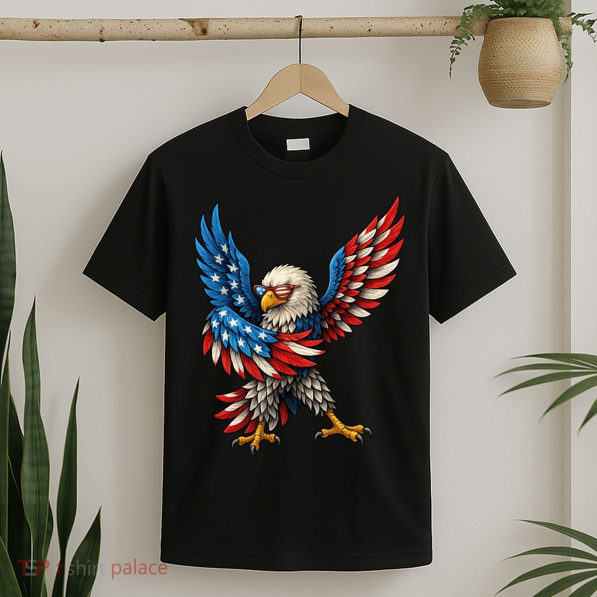 American Flag USA Dabbing Bald Eagle Patriotic 4th Of July T-Shirt