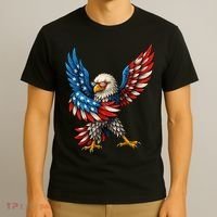 American Flag USA Dabbing Bald Eagle Patriotic 4th Of July T-Shirt thumb 3