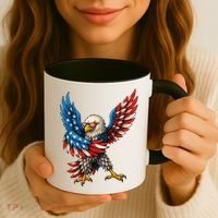American Flag USA Dabbing Bald Eagle Patriotic 4th Of July Coffee Mug thumb 3