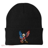 American Flag USA Dabbing Bald Eagle Patriotic 4th Of July Beanie thumb 0