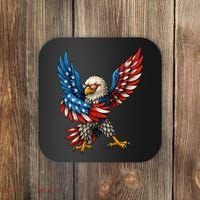 American Flag USA Dabbing Bald Eagle Patriotic 4th Of July Coaster thumb 0