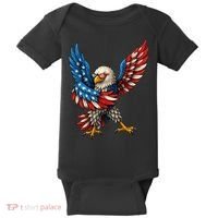 American Flag USA Dabbing Bald Eagle Patriotic 4th Of July Baby Bodysuit thumb 0