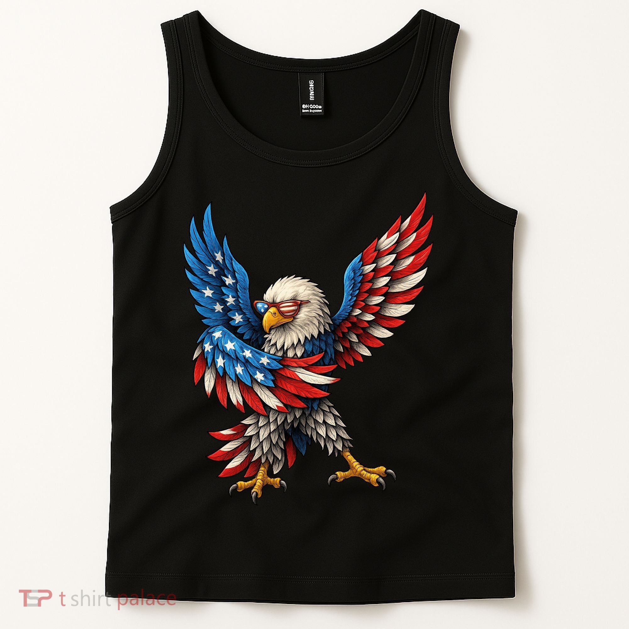 American Flag USA Dabbing Bald Eagle Patriotic 4th Of July Tank Top