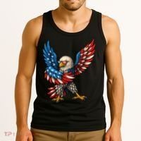 American Flag USA Dabbing Bald Eagle Patriotic 4th Of July Tank Top thumb 3