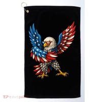 American Flag USA Dabbing Bald Eagle Patriotic 4th Of July Golf Towel thumb 0