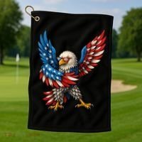 American Flag USA Dabbing Bald Eagle Patriotic 4th Of July Golf Towel thumb 1