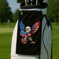 American Flag USA Dabbing Bald Eagle Patriotic 4th Of July Golf Towel thumb 2