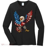 American Flag USA Dabbing Bald Eagle Patriotic 4th Of July Women's Long Sleeve Shirt thumb 0