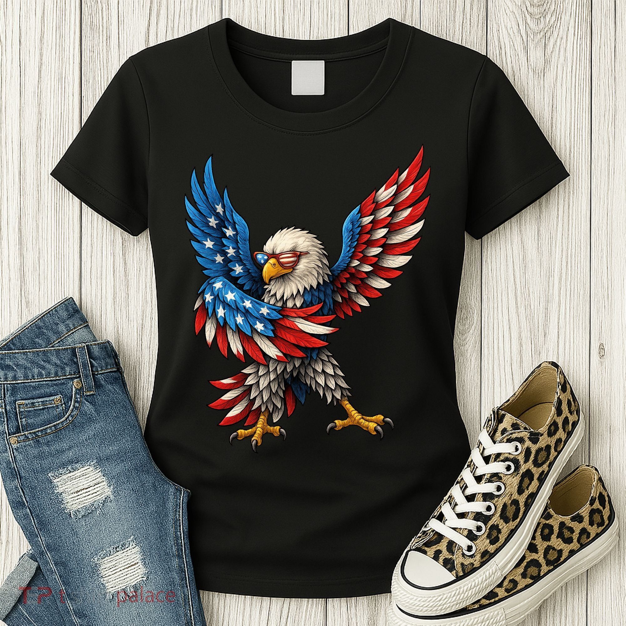 American Flag USA Dabbing Bald Eagle Patriotic 4th Of July Women's T-Shirt