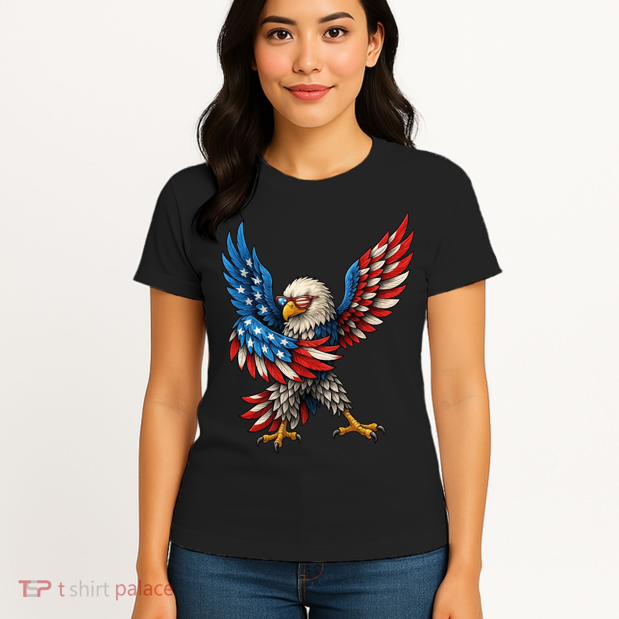 American Flag USA Dabbing Bald Eagle Patriotic 4th Of July Women's T-Shirt