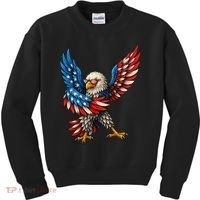 American Flag USA Dabbing Bald Eagle Patriotic 4th Of July Kids Sweatshirt thumb 0