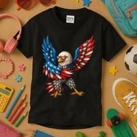 American Flag USA Dabbing Bald Eagle Patriotic 4th Of July Kids T-Shirt thumb 3