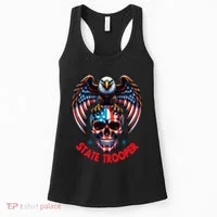 American Flag Usa Law Enforcement State Trooper Women's Tank Top thumb 0