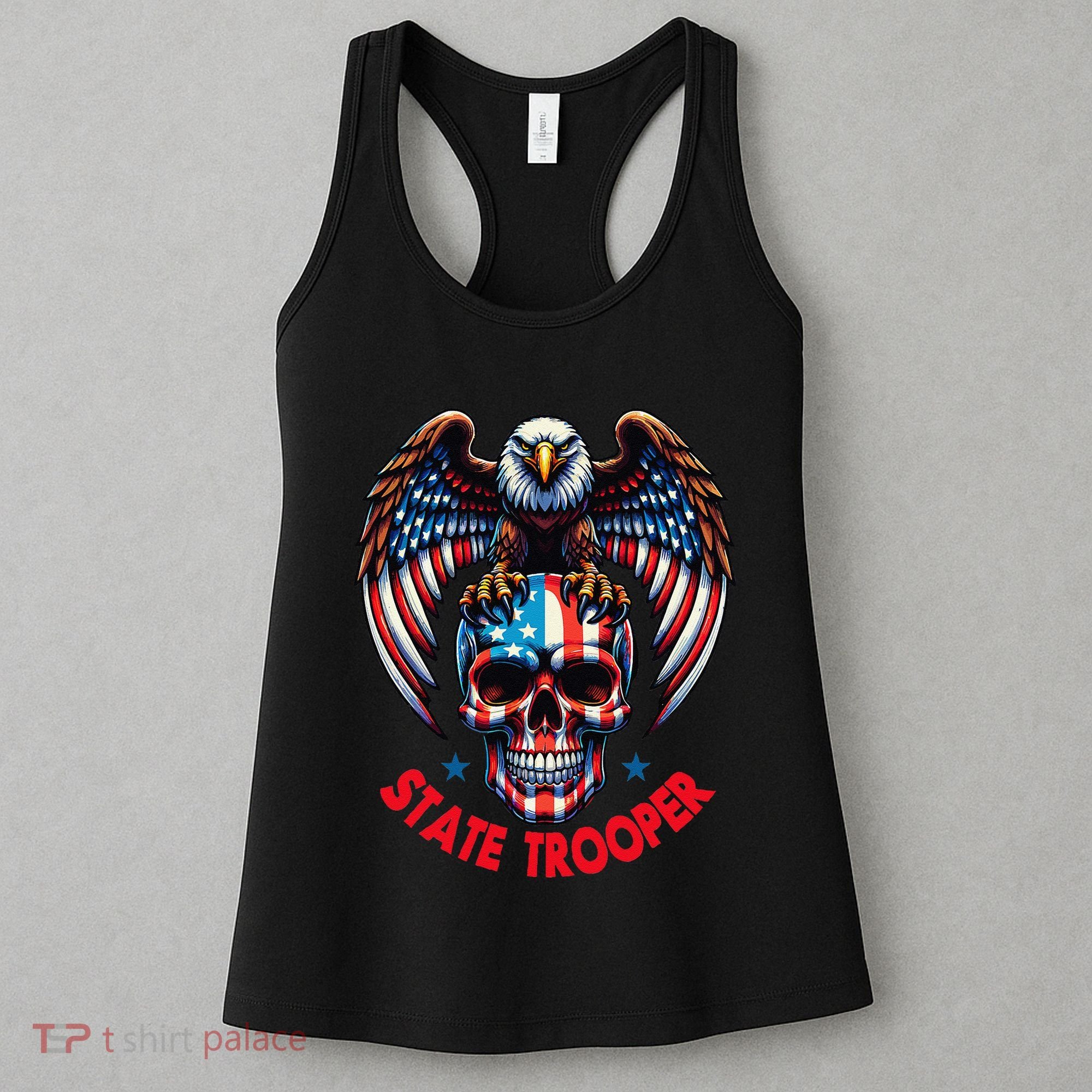 American Flag Usa Law Enforcement State Trooper Women's Tank Top